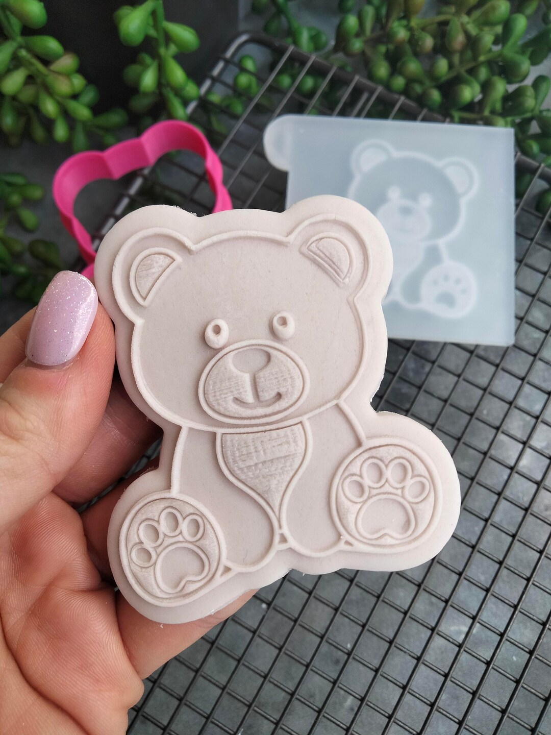 Teddy Bear Cookie Cutter and Raised Fondant Embosser Stamp Set Etsy