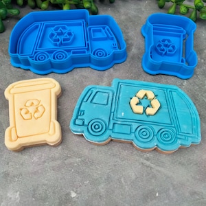 Garbage Truck & Rubbish Bin Cookie Cutter and Fondant Embosser Set Recycling Sulo Bin Recycling Truck Garbage Bin