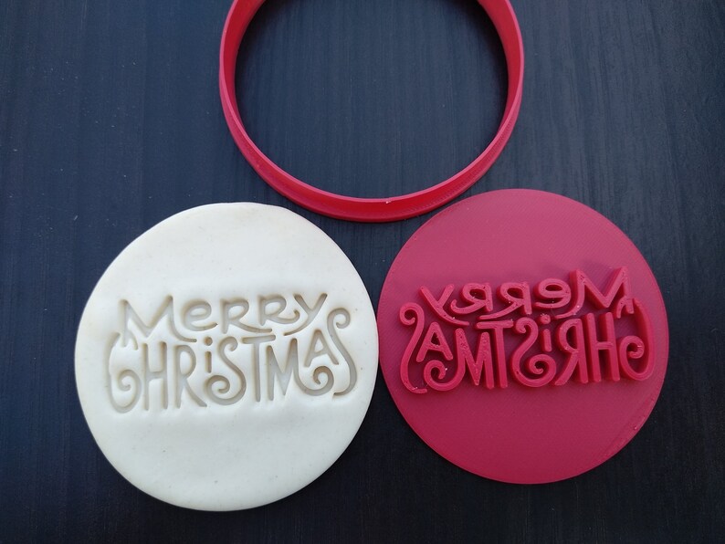 Merry Christmas Cookie Fondant Embosser Stamp & Cutter Etsy Australia