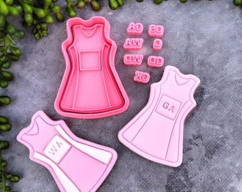 Netball Dress Cookie Cutter & Fondant Stamp Embosser with Netball Bib Player Positions