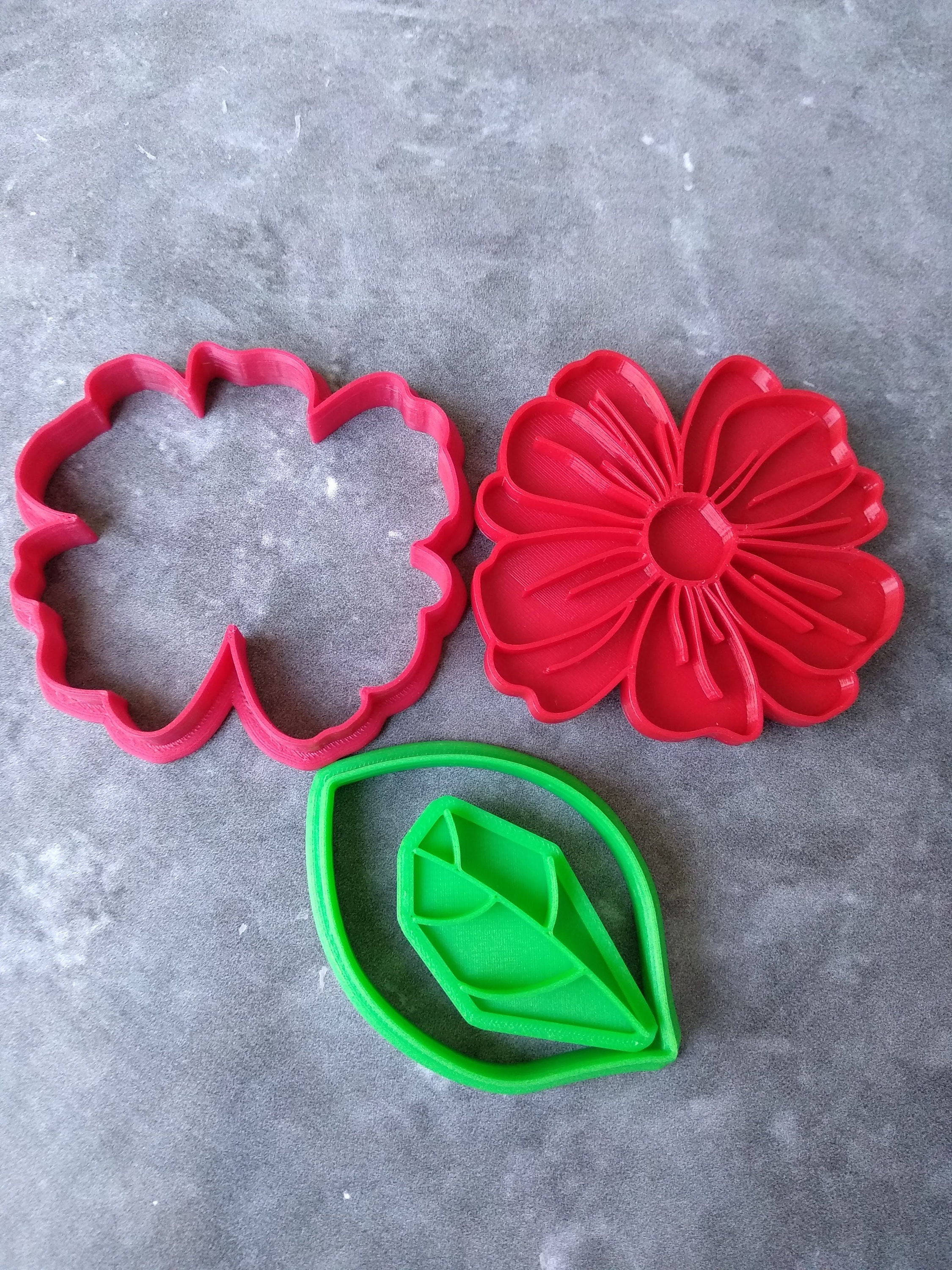 Organic Flower and Leaf Cookie Cutter and Fondant Embosser Etsy Australia