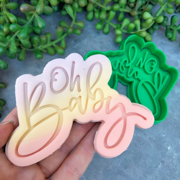 Oh Baby Text Cookie Fondant Embosser Stamp and Cutter Baby Shower