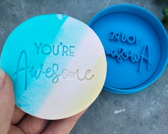 You're Awesome Cookie Fondant Embosser Imprint Stamp and Cookie Cutter