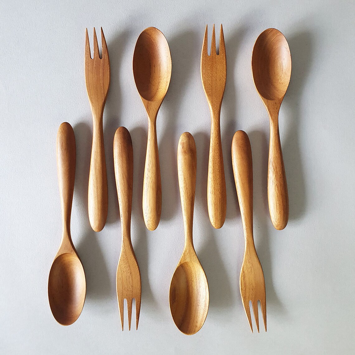 Teak Wood Handmade Cutlery Set Biodegradable Solid Wood Etsy