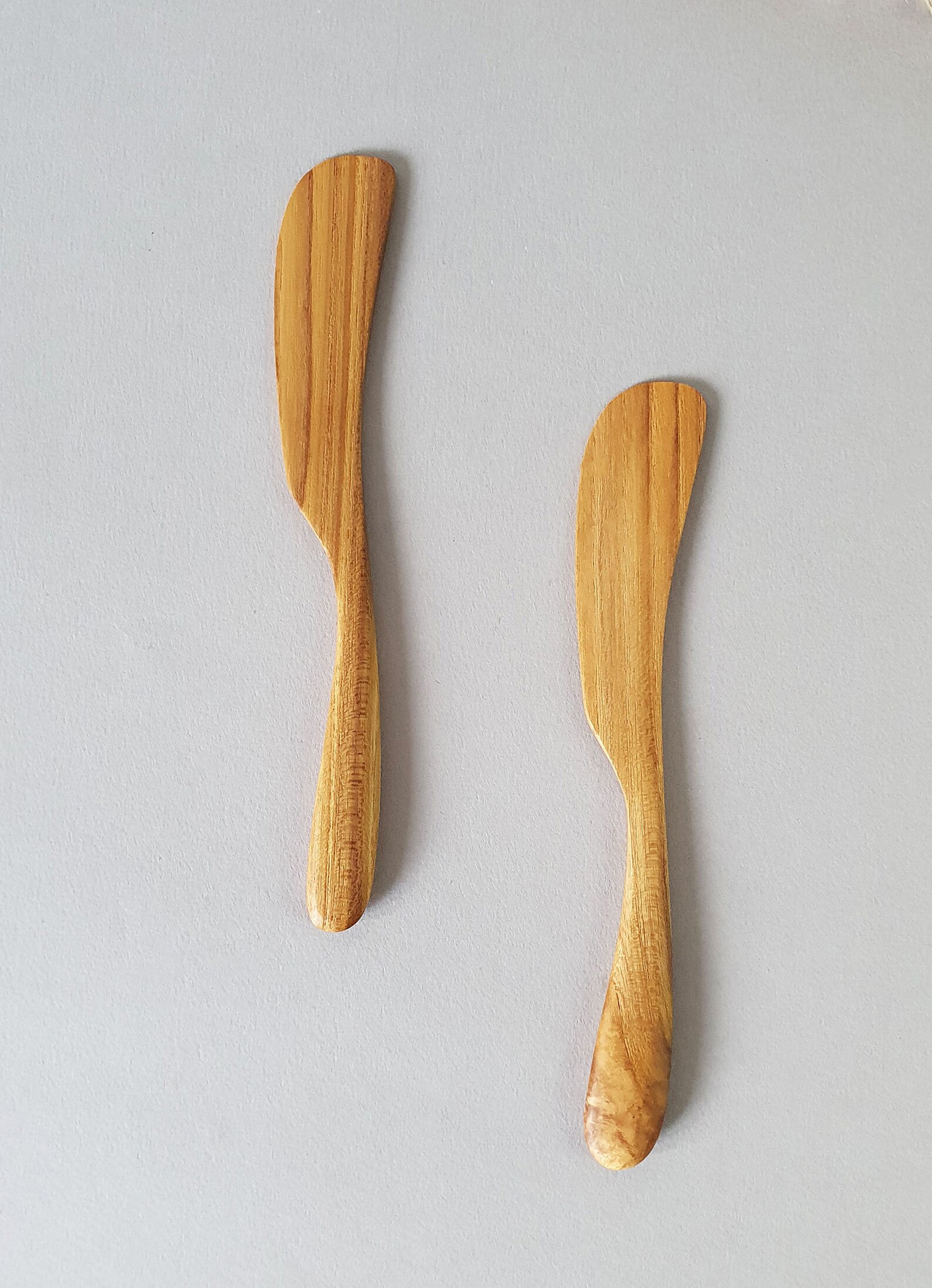2 Teak Wood Handmade Butter Jam Knives Biodegradable Solid Etsy