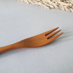 Teak Wood Handmade Fork Set Biodegradable Solid Wood Reusable Fork Durable One Tree Planted image 4