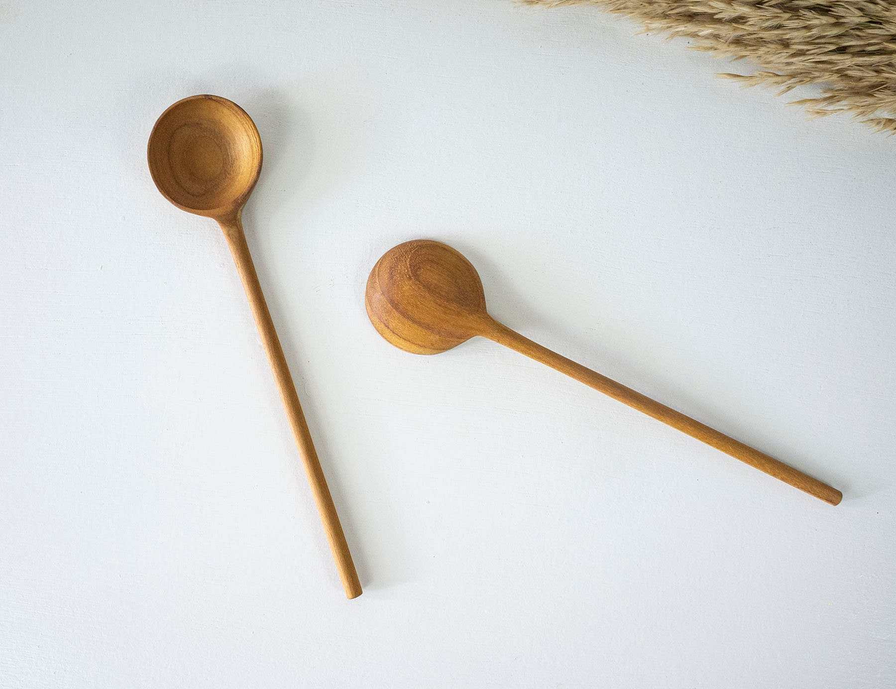 Discover 2 Round Multi-Purpose Teak Wood Handmade Spoons Tablespoon Volume