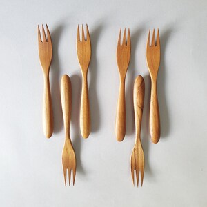 Teak Wood Handmade Fork Set Biodegradable Solid Wood Reusable Fork Durable One Tree Planted image 2