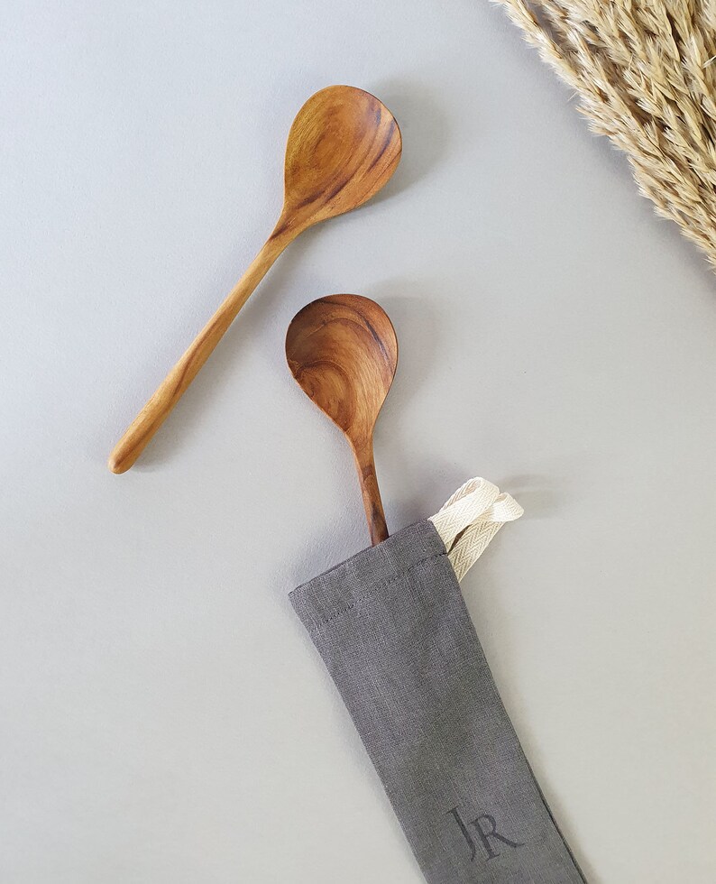 2 Teak Wood Handmade Breakfast Spoons Biodegradable Solid Etsy