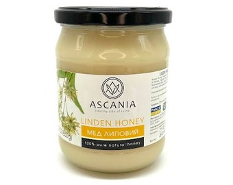 Ascania Linden Honey 100% Pure Natural Glass Jar GMO Free 22.9 OZ / 650 gr Product of Ukraine