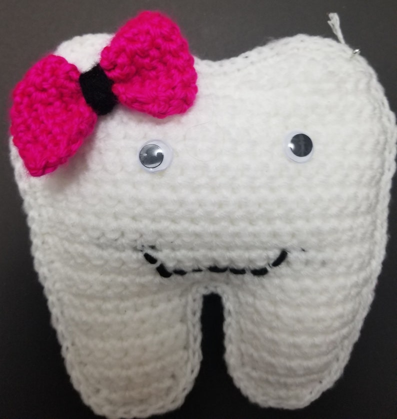 Crochet Tooth Fairy Pillow with Bow