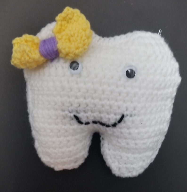 Crochet Tooth Fairy Pillow with Bow
