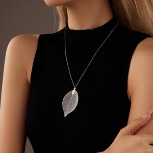 Leaf Skeleton Pendant Necklace, 18ct Gold Plated or Silver Plated, Nature Inspired Jewellery