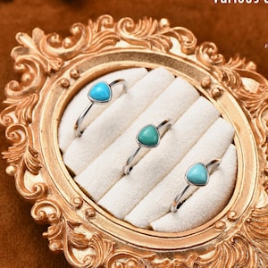Dainty Turquoise Triangle Ring: Sterling Silver December Birthstone