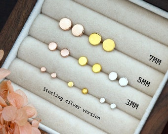 Pendientes circulares de plata de ley, opción minimalista de acero inoxidable.