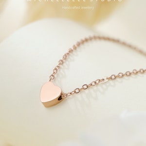 Stainless Steel Heart Pendant Necklace, Gold Silver and Rose Gold Heart Necklace,Matching Earrings, Gift for Her image 5