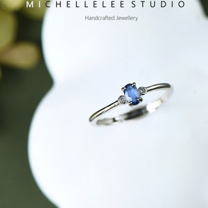 Natural Sapphire Adjustable Ring in Sterling Silver, Gemstone Ring, Inspired Sapphire Sterling Silver Ring, September Birthstone