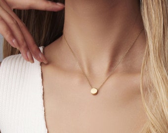 Roestvrij stalen cirkel hanger ketting, goud zilver en Rose goud ronde ketting, bijpassende oorbellen, cadeau voor haar