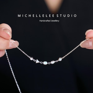 White Opal Necklace, Multi Shaped Opal Bead Necklace, Fire Opal Necklace image 2