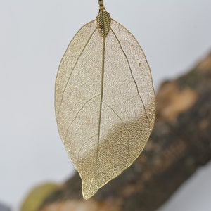 Leaf Skeleton Pendant Necklace, 18ct Gold Plated or Silver Plated, Nature Inspired Jewellery image 5