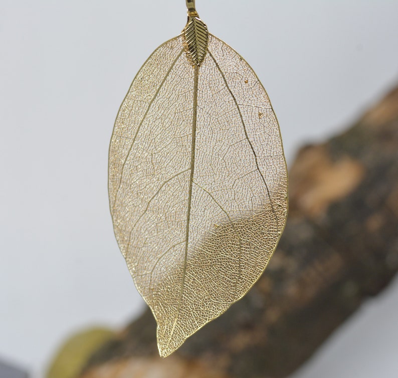 Leaf Skeleton Pendant Necklace, 18ct Gold Plated or Silver Plated, Nature Inspired Jewellery image 5