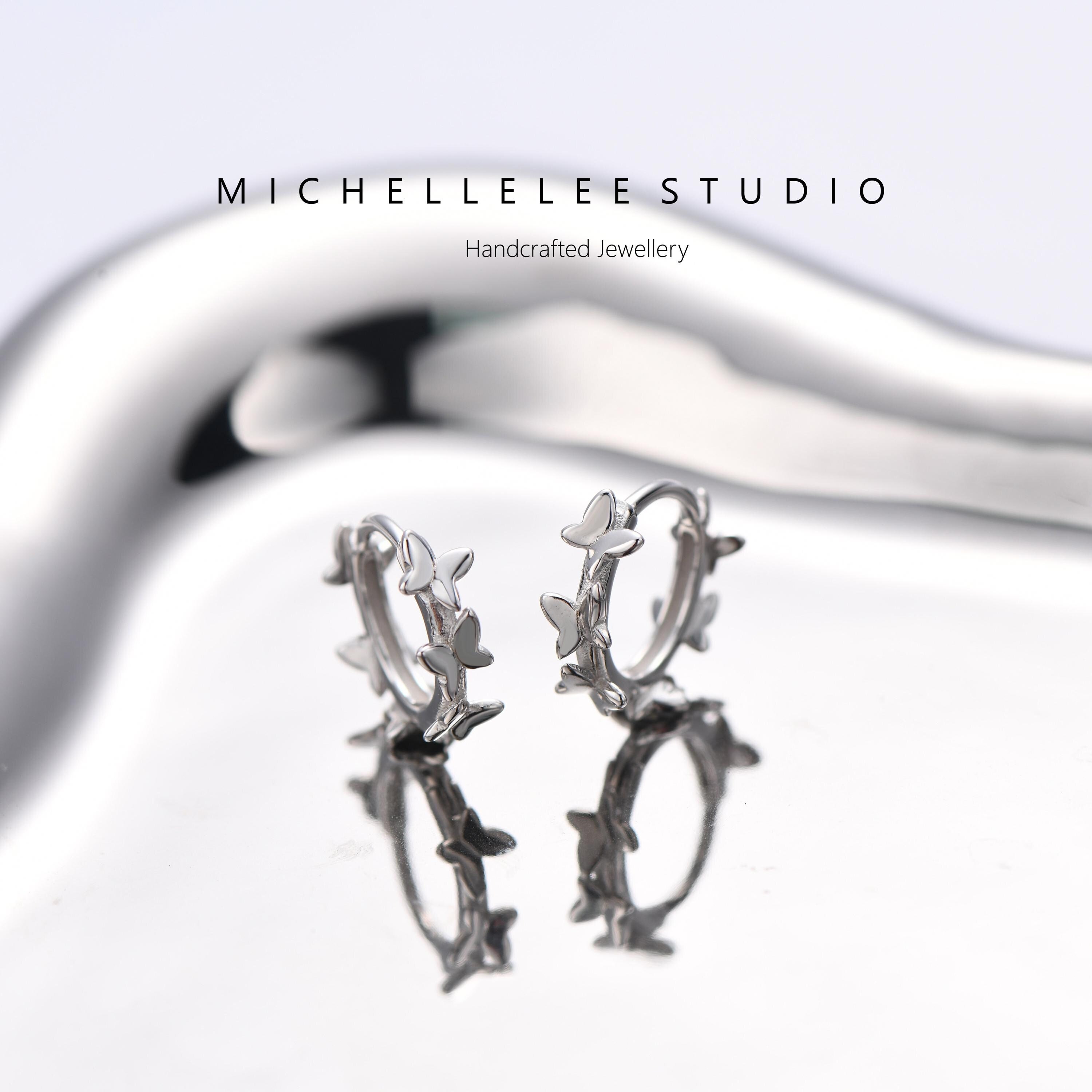Dainty Butterfly Huggie Hoop Earrings, 3D Butterfly Hoop Earrings, Gift for Her