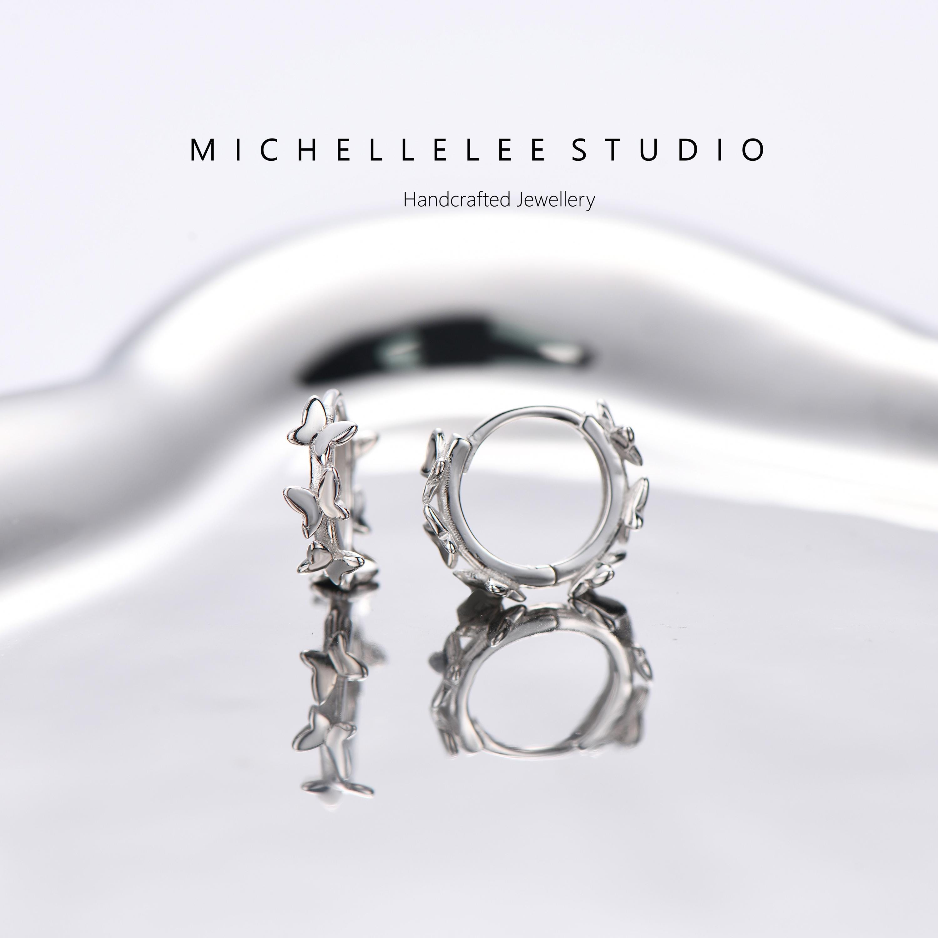 Dainty Butterfly Huggie Hoop Earrings, 3D Butterfly Hoop Earrings, Gift for Her