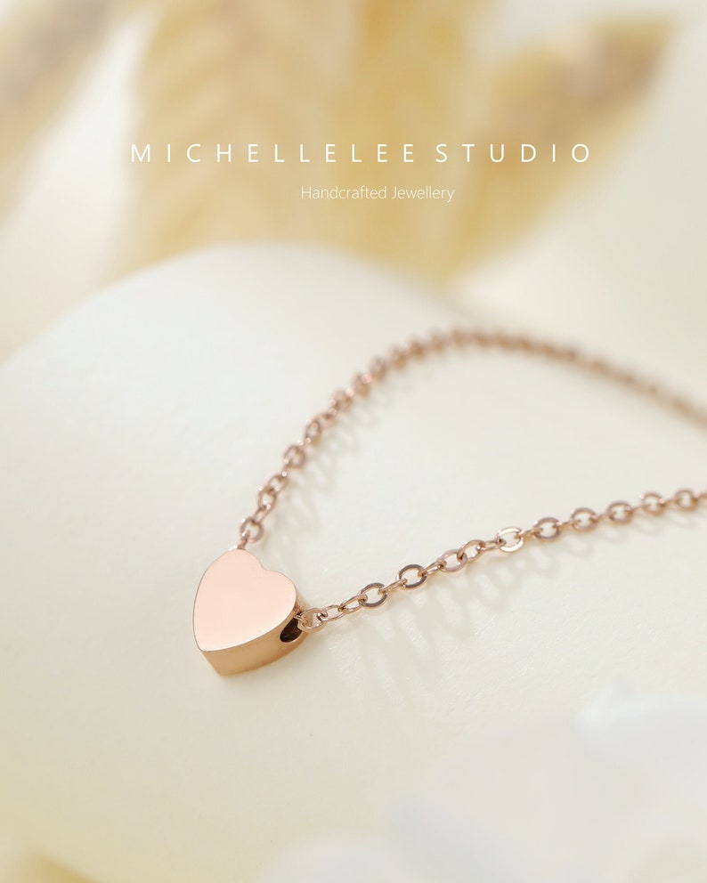 Stainless Steel Heart Pendant Necklace, Gold Silver and Rose Gold Heart Necklace,Matching Earrings, Gift for Her image 5