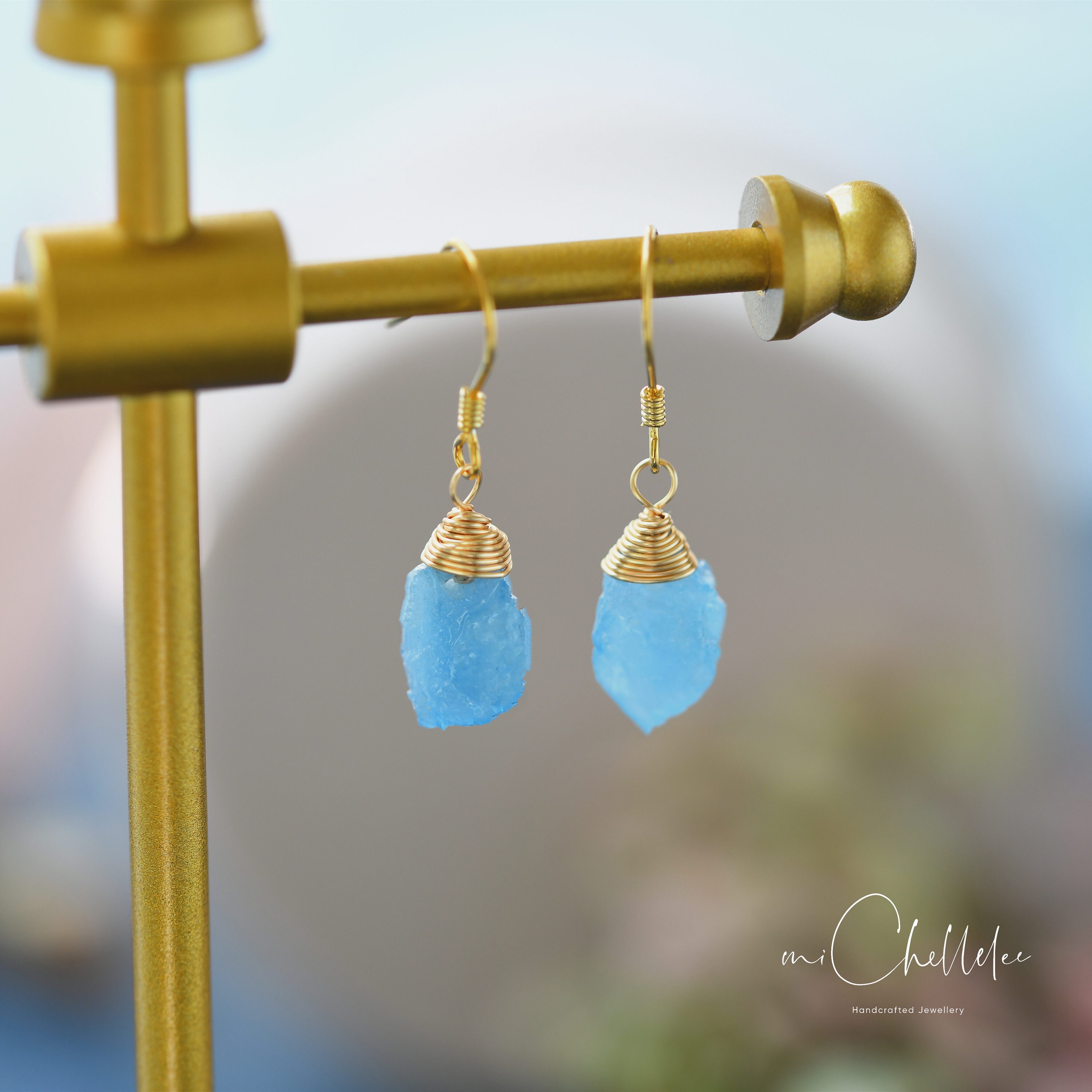 No.1027 アクアマリン ドロップカット ピアス イヤリング チャーム gf No.1027 アクアマリン ドロップカット ピアス イヤリング