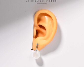 BELLISSIMO! ORECCHINO BIANCO SFACCETTATO PIETRA DI LUNA - Foto 2