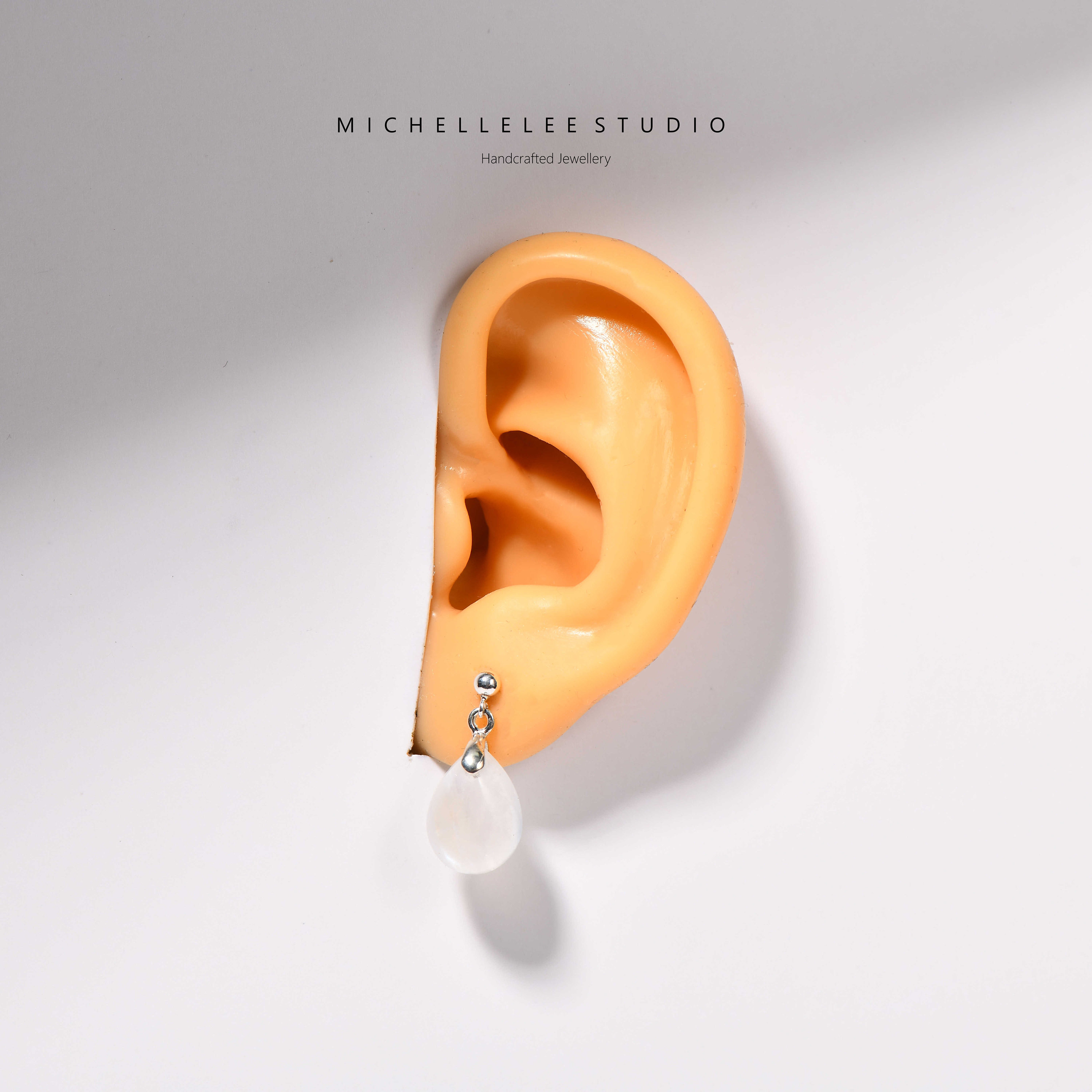 BELLISSIMO! ORECCHINO BIANCO SFACCETTATO PIETRA DI LUNA - Foto 8