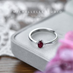 Natural Ruby Adjustable Ring with Tiny Crystals, Gemstone Ring, Inspired Ruby Sterling Silver Ring, Gift for Her