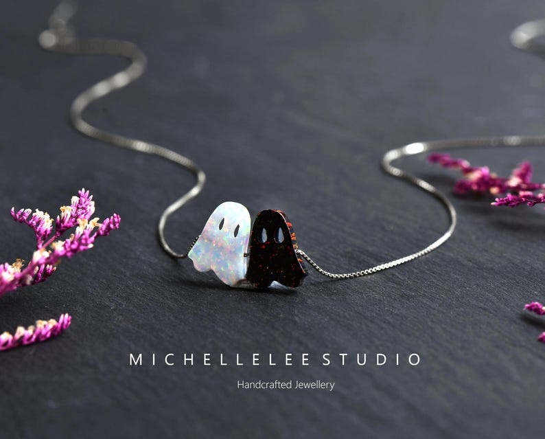 Halloween Ghost Opal Bracelet, Sterling Silver, Fire Opal Specter image 2
