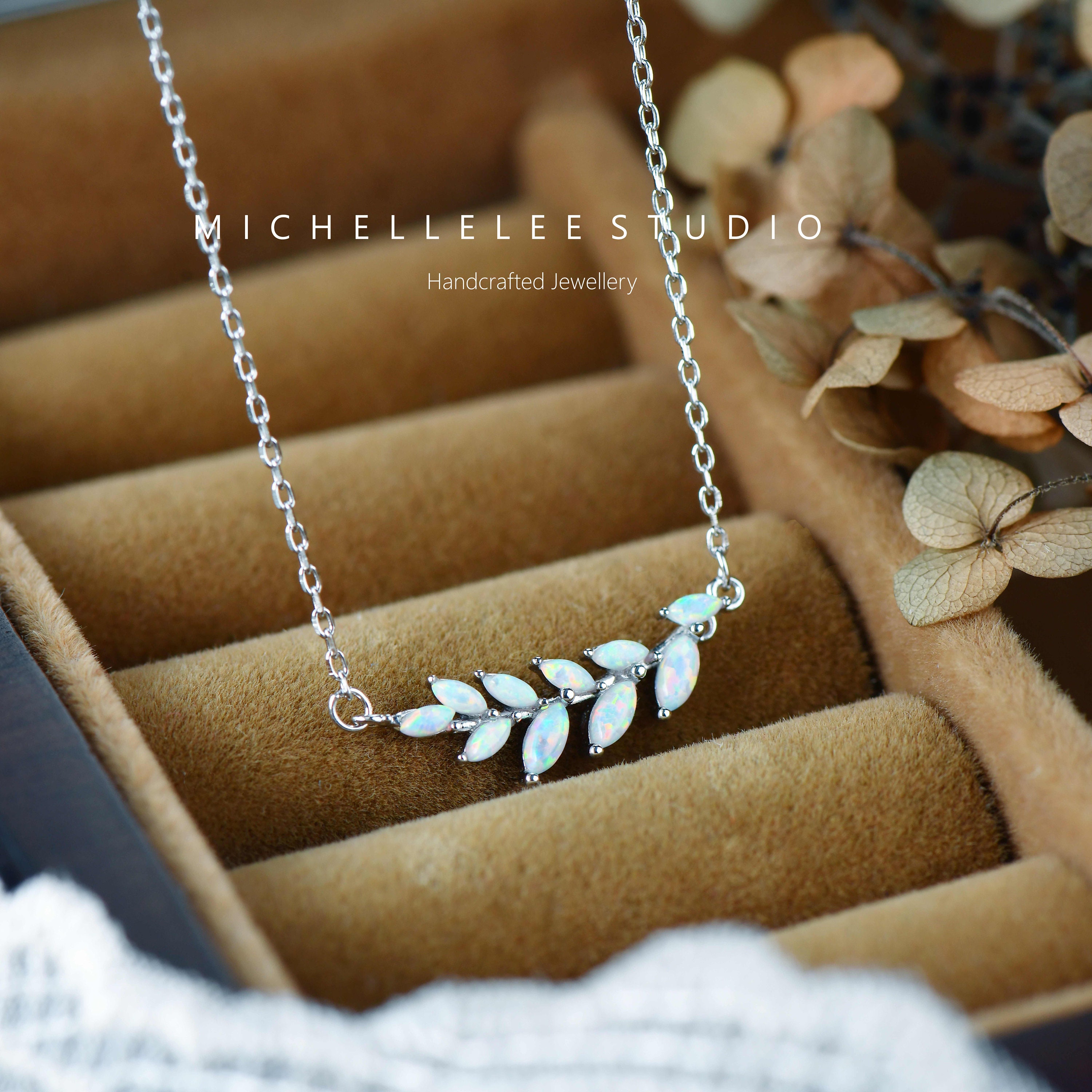 Diamond leaf necklace Etsy