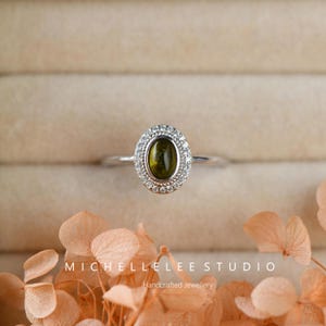 Natural Green Tourmaline Adjustable Ring, Tourmaline Gemstone Ring, Adjustable Sterling Silver Ring, October birthstone