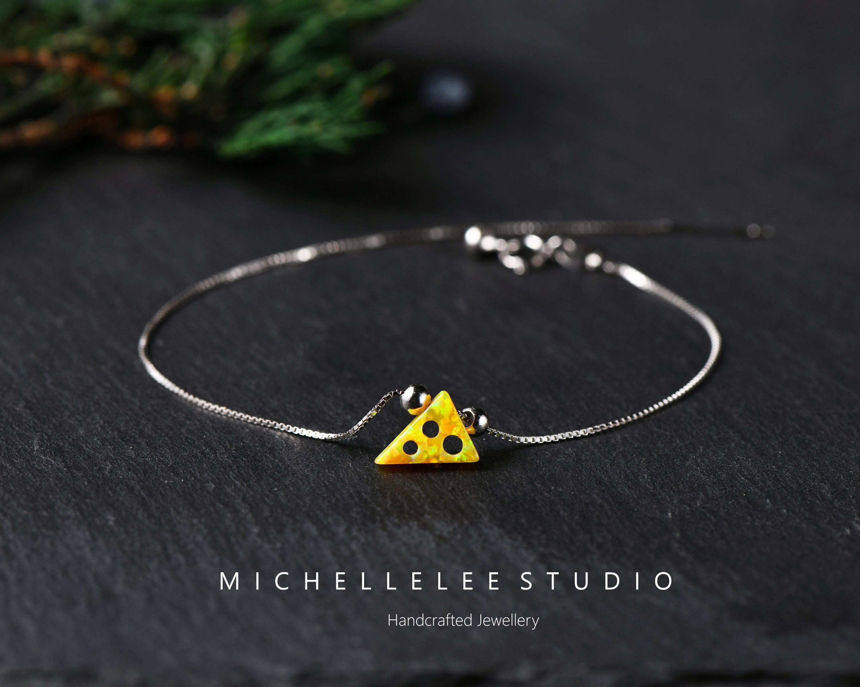 Dainty Cheese Opal Bracelet, Sterling Silver Chain - Etsy