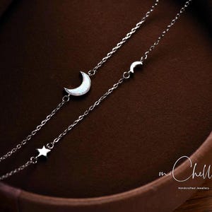 Fotlänk med månstjärnaopal, fotlänk i sterlingsilver med himmelskt utseende, fotlänk med vitt opal, elegant bohemiskt smycke, present till henne bild 4