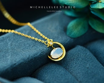 Moon Star Pendant Choker Necklace Gold Silver Long Chain Women's Jewelry Gift UK