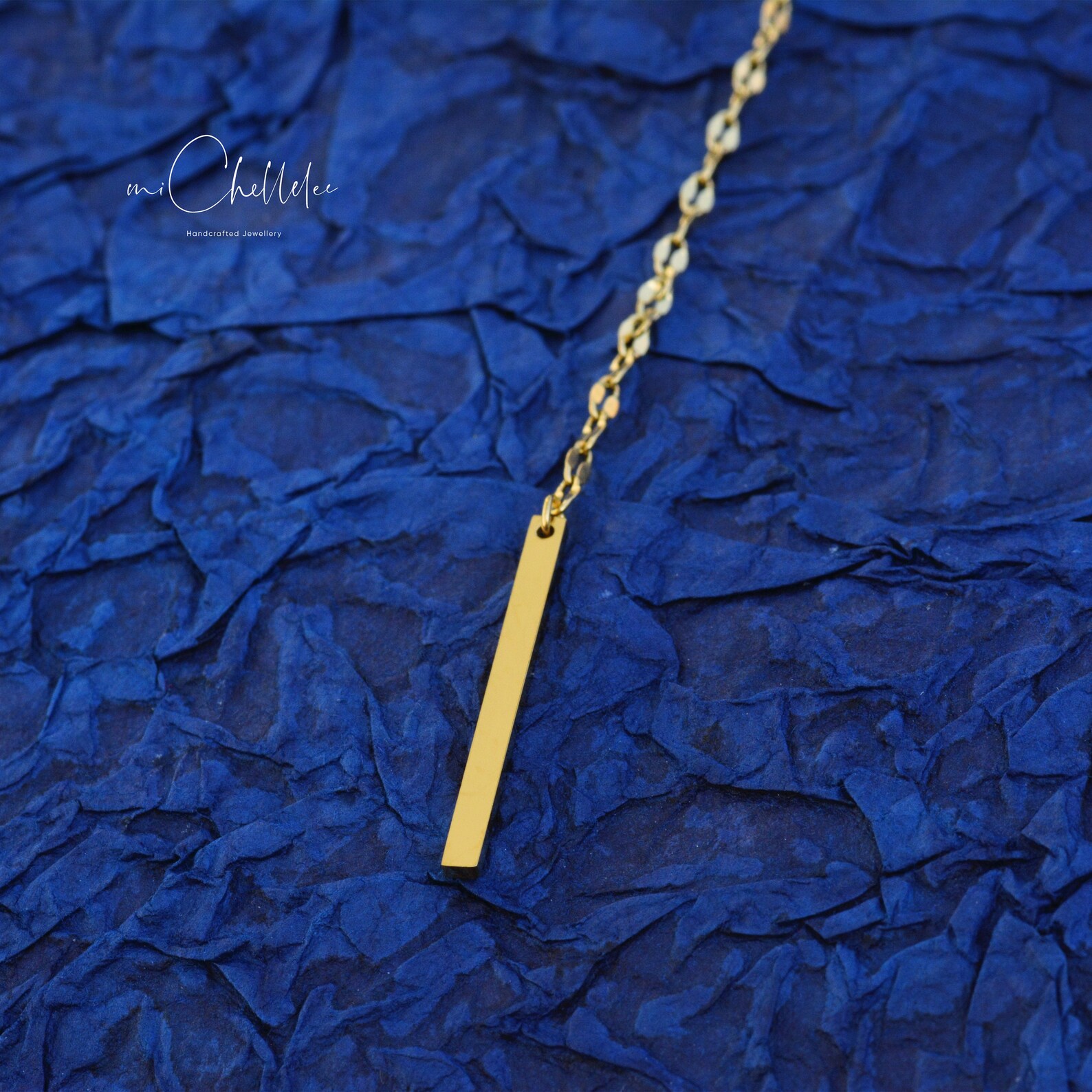 Gold Y choker Necklace With Chain Down Front Titanium Etsy