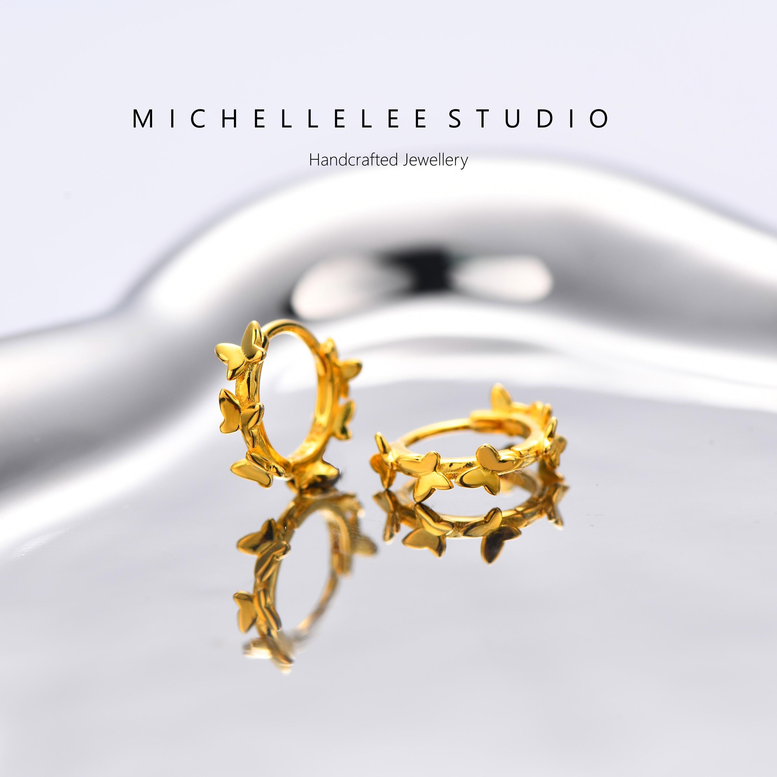 Dainty Butterfly Huggie Hoop Earrings, 3D Butterfly Hoop Earrings, Gift for Her