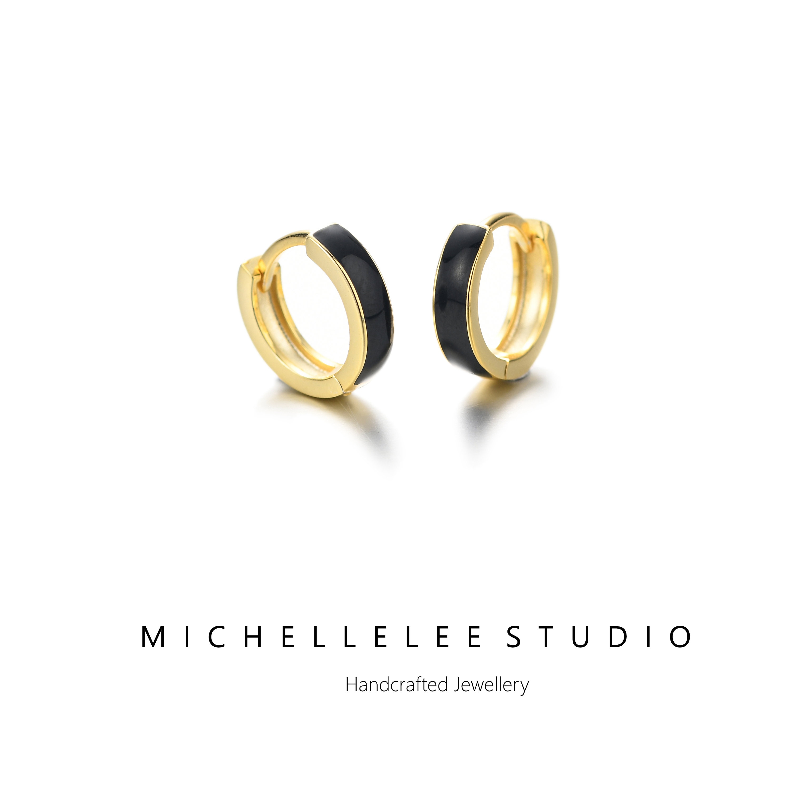 Orecchini A Cerchio In Argento Sterling Placcato Oro: Huggies In Smalto Rosso - Italia - Foto 12