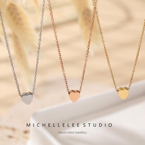 Roestvrij stalen hart hanger ketting, goud zilver en Rose goud hart ketting, bijpassende oorbellen, cadeau voor haar afbeelding 3