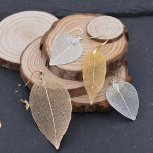 Leaf Skeleton Pendant Necklace, 18ct Gold Plated or Silver Plated, Nature Inspired Jewellery image 8
