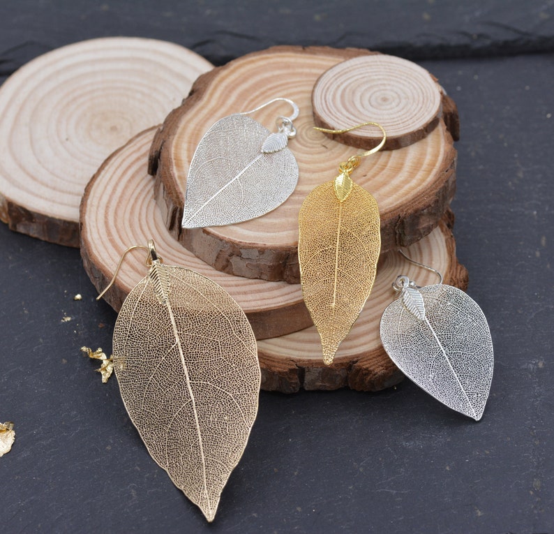 Leaf Skeleton Pendant Necklace, 18ct Gold Plated or Silver Plated, Nature Inspired Jewellery image 8