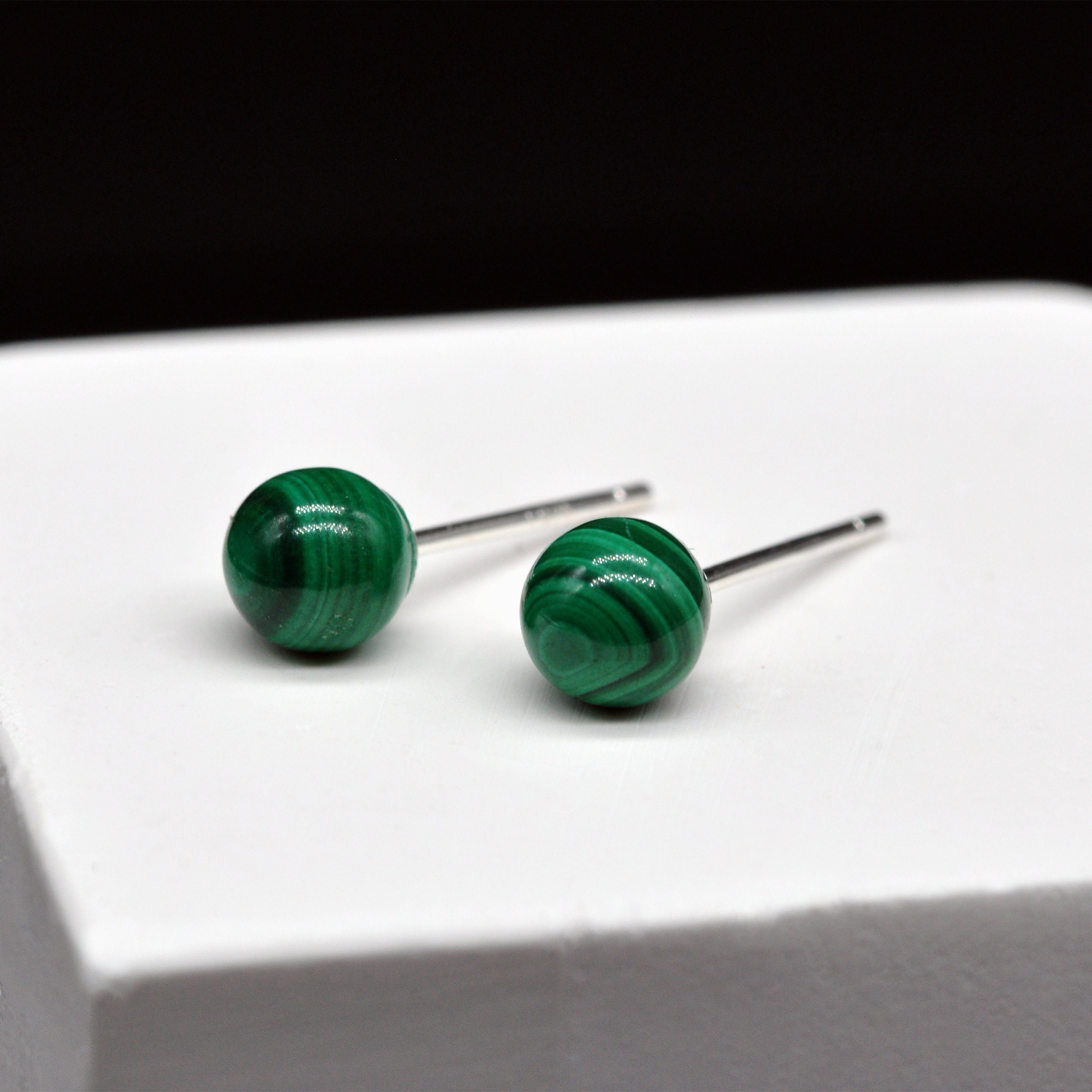 Natural Gemstone Ball Stud Earrings in Sterling Silver 6mm Etsy