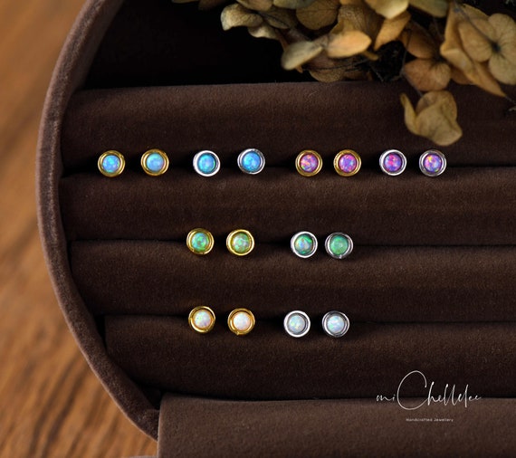 Air Blue Opal Cushion Cut Earrings with Bookends Air Blue Opal Cushion Cut Earrings with Bookends