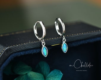 Sterling Silver Opal Planet Earrings,small Hoop Earrings