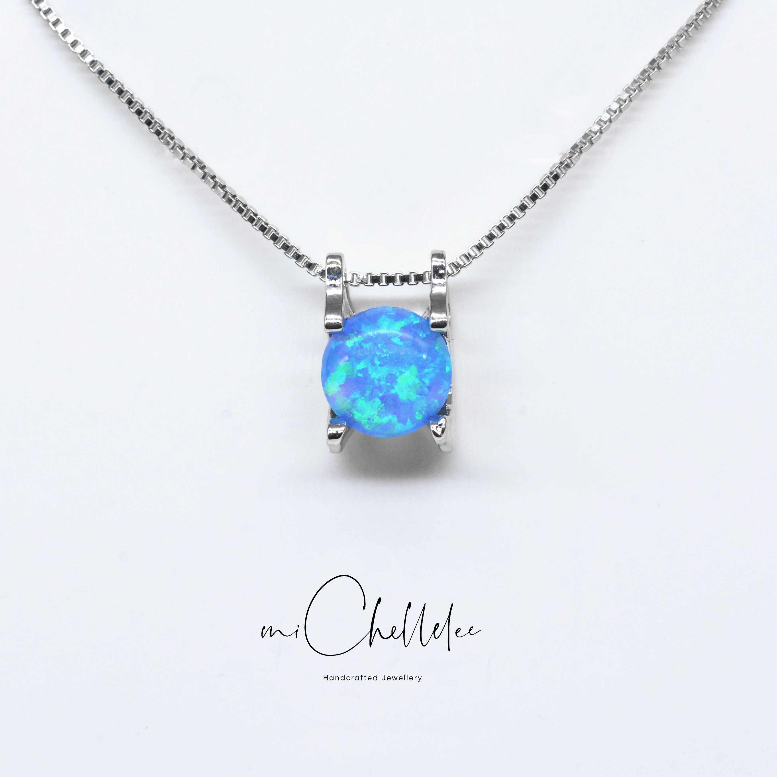 Opal Pendant Necklace Sterling 