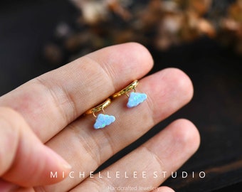 Dangling Opal Hoop Earrings, Fire Opal Cloud Earrings, White Opal Earrings, Opal Cloud Earrings Matching Necklace Available, Opal Jewelry