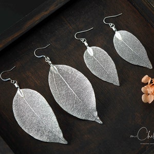 Leaf Skeleton Drop Earrings, Hook Earrings, Delicate and Elegant, 18ct Gold Plated or Silver Plated, Nature Inspired Jewellery image 3